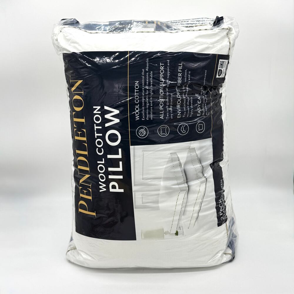 2 pack Pendleton Wool Cotton Pillow Set With Gusset Standard Size Pillows NEW